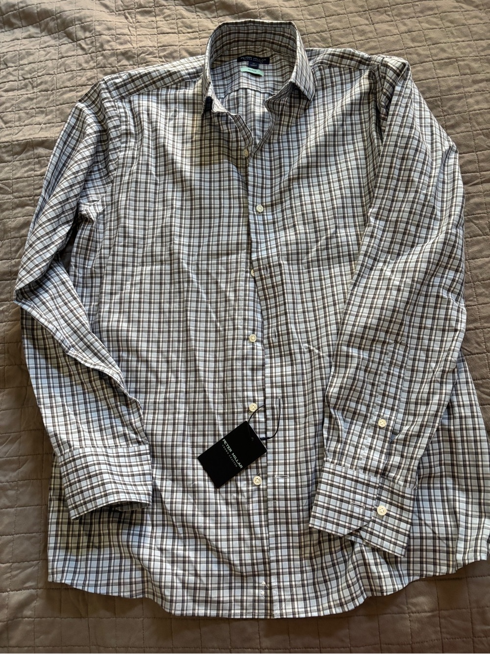 NWT Peter Millar Men's med Long-Sleeve Plaid Button-Up Shirt plaid
